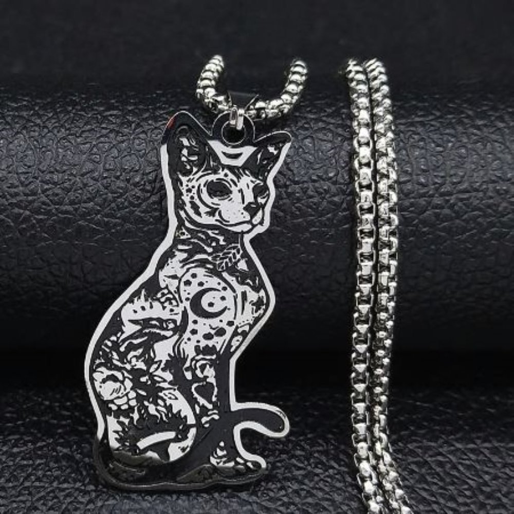 Sphynx Cat Tattoo Stainless Steel Necklace II